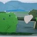 Prairie Boy Walking, Original Abstract Collage Painting on Paper