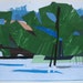 Original Landscape Collage Painting on Paper, Remembering February