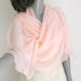 Light Peach Rose Pink Shawl, 100% Pure Silk Chiffon Wrap Stole, Tea Rose Unique 20" x 80".