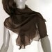 Brown Scarf Wrap, Silk Chiffon Shoulder Scarf, Evening, One of a Kind, 21" x 39".