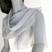 Silver Gray Silk Scarf, Soft Pure Mulberry Silk Chiffon, 19.5" x 42".