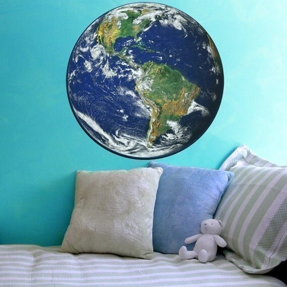 Earth Large Vinyl Wall Decal by WilsonGraphics on Etsy