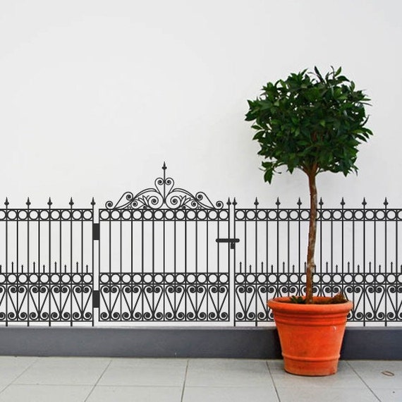 Wrought Iron Fence and Gate Wall Decal Set by WilsonGraphics