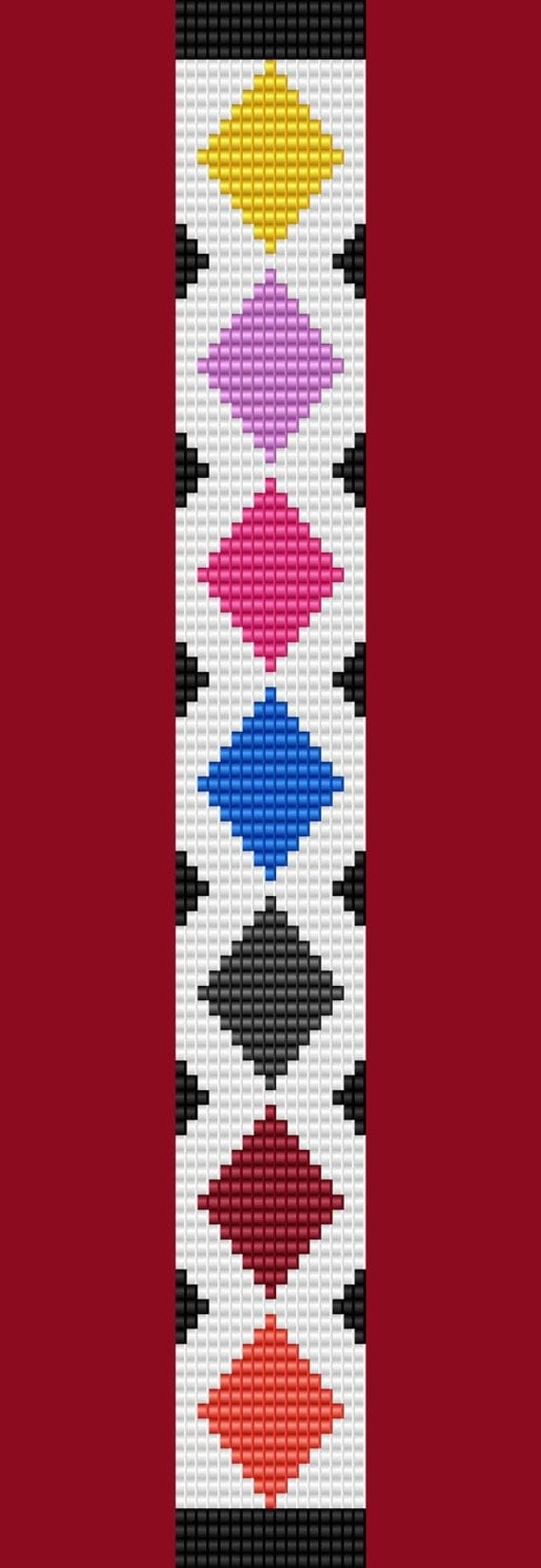 Argyle Diamond Bracelet Thin Bead Bracelet LOOM Pattern