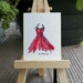 Wear Red Tonight Mini Watercolor Dress Fashion Art Original Painting by Artist debra alouise Gown No.5