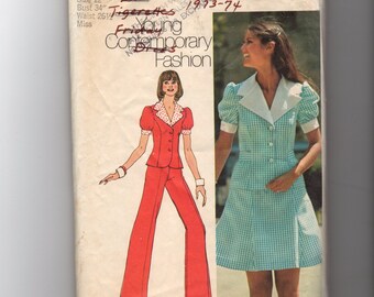 Vintage Simplicity Junior and Misses' Dress and Pant Suit Pattern 5472