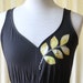 Sweetheart Neckline Spring Leaves Tank, Black, Applique, Medium
