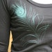 Teal Peacock Feather Organic Black Top