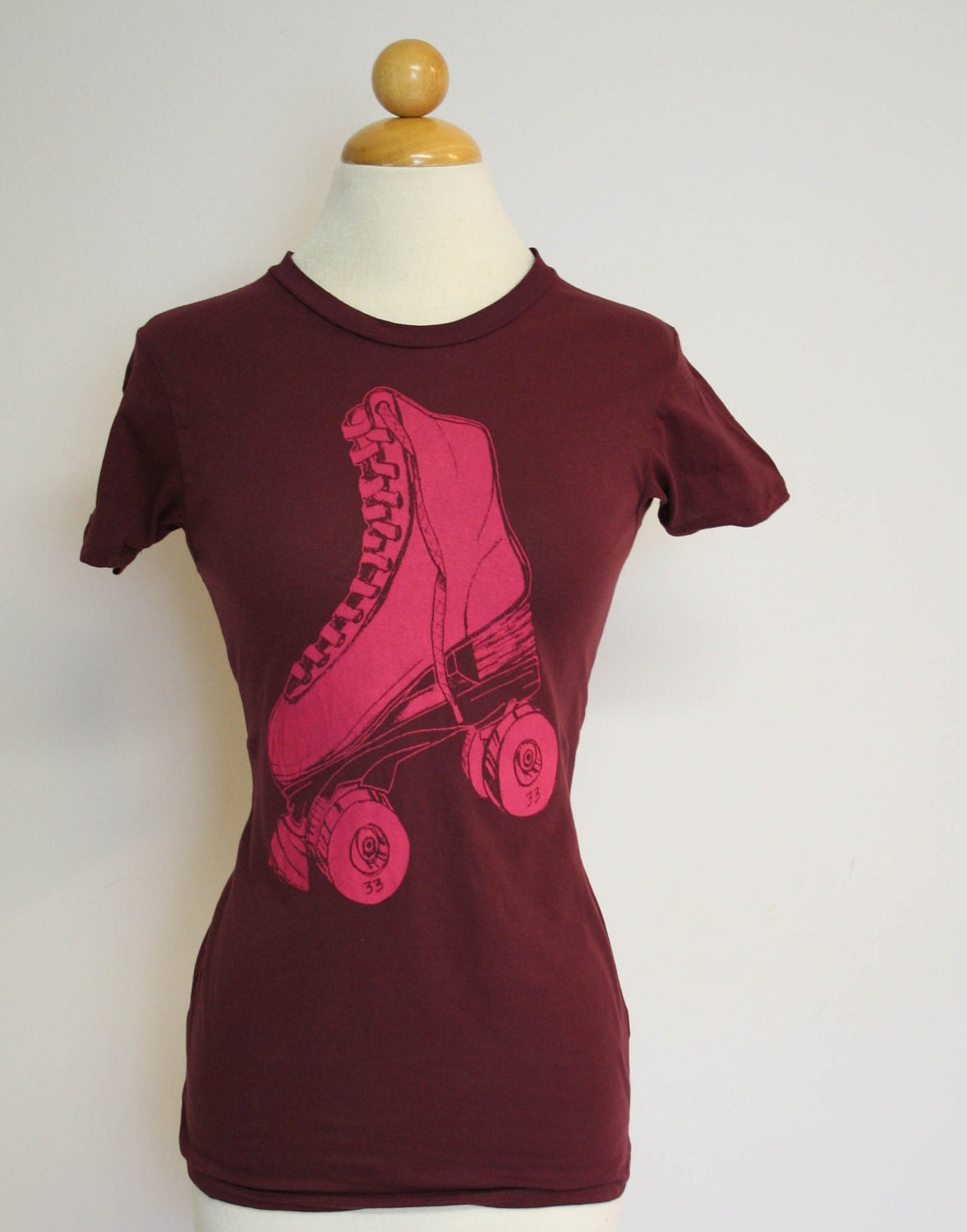 Hot Pink Roller Skate T Shirt small