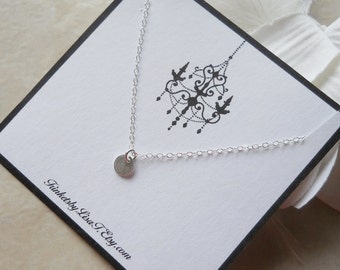 Tiny Disc Necklace / Sterling Silver Disc Necklace / Silver Disc Necklace