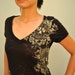 SKULL BLACK and YELLOW burnout V neck