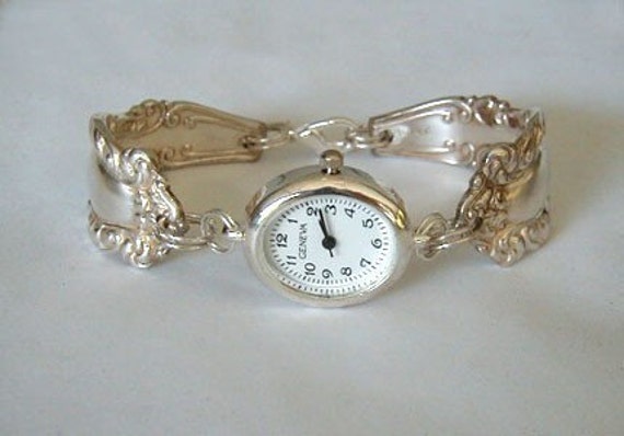 Silver Spoon Bracelet Watch Recycled Spoons by LTCreatesJewelry