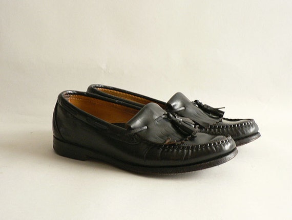 Men s Vintage Black Leather Tassel  Dress  Shoes  Size 9D by 