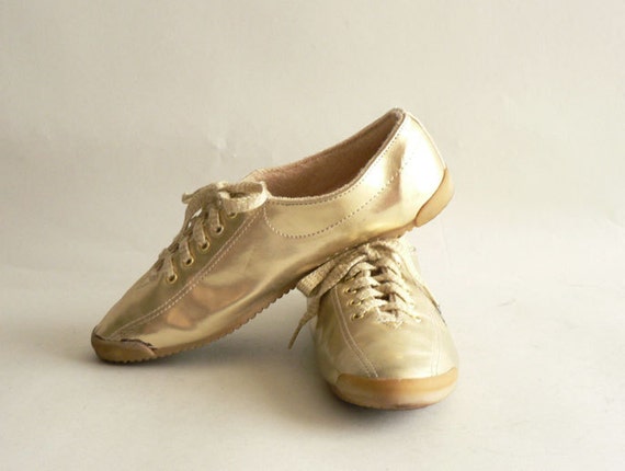 Women's Metallic Gold Tennis Shoes LA Gear Sneakers by Etsplace