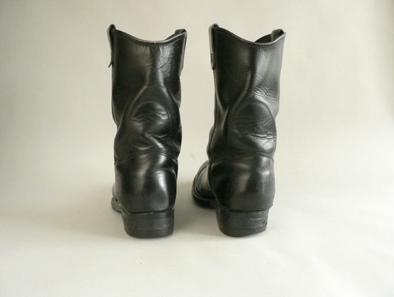 Men's Black Leather Boots Size 9D Pull-On Boots