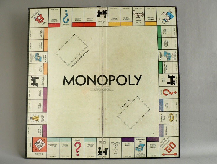 Vintage 1940s Monopoly Board Parker Bros. Monopoly Game Board