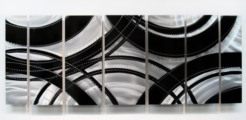 Large Black/Silver Modern Metal Wall Art Contemporary Metal