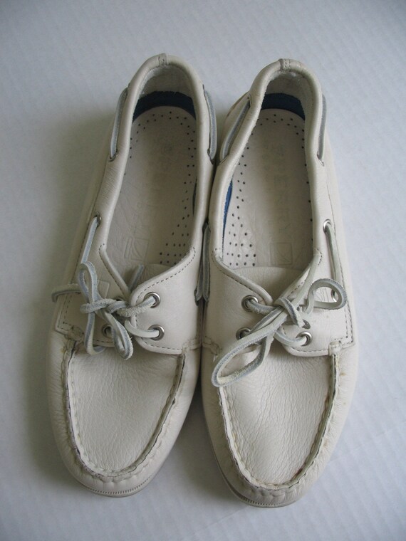 Vintage White SPERRY Topsider Deck Boat Shoes WOMENS 8M