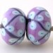 ORCHID PURPLE FLOWER Pair Handmade Lampwork Bead - taneres