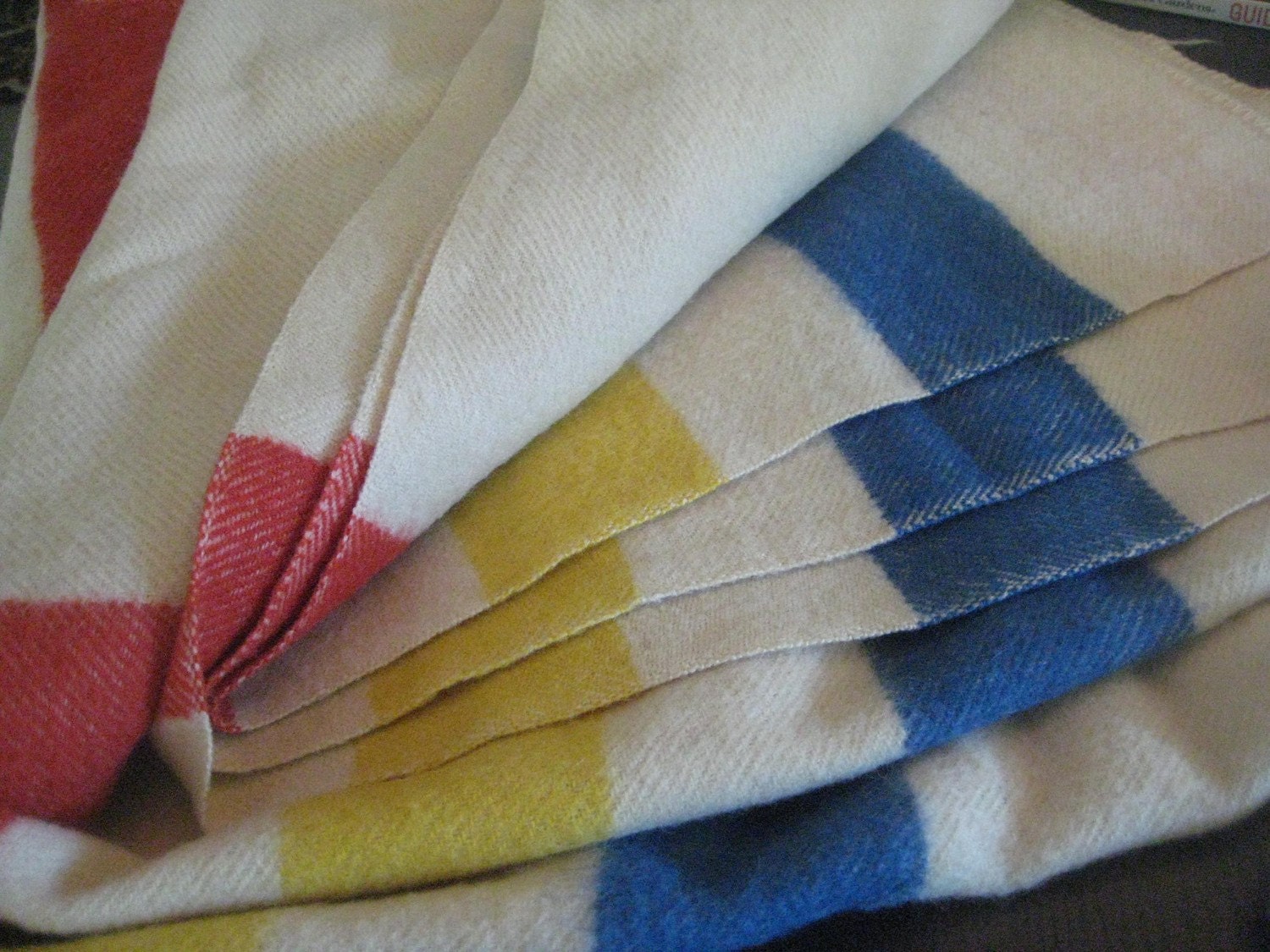 Hudson's Bay Point Blanket Red Blue Yellow Wool