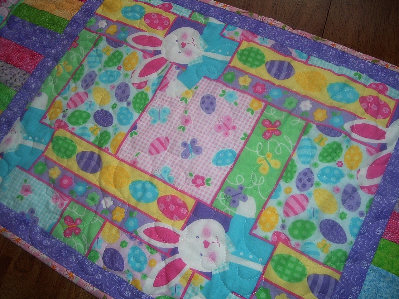 Quilted Easter Bunny Table Runner 16 x 34 inches