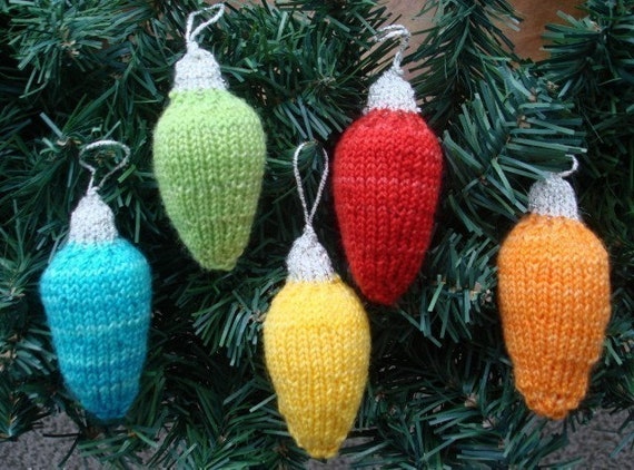Knit Pattern Holiday Lights Ornaments by KalamazooKnits on Etsy