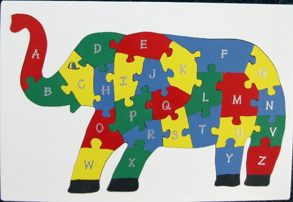 Children's Wood Elephant Alphabet Puzzle