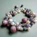 Cerulean Splash - violet candy jade, natural pearls, vintage lucite beads and sterling silver bracelet