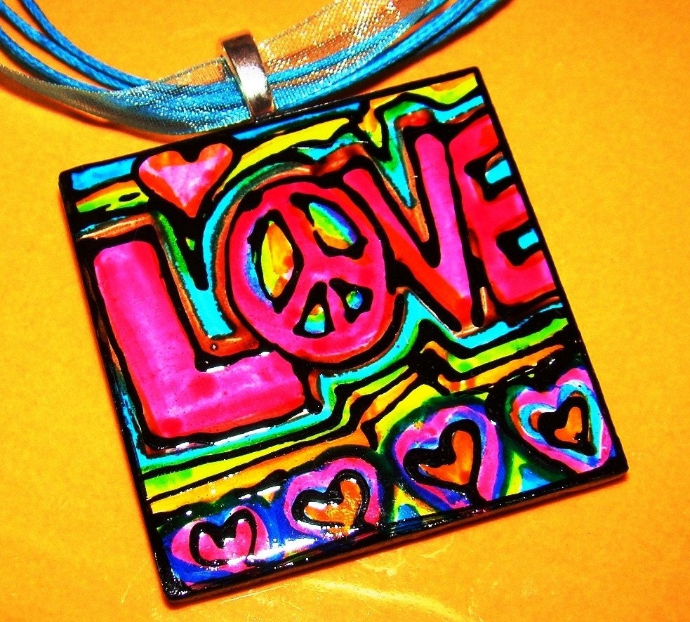 Download PEACE SIGNS LOVE COLORFUL ART Pendant Hand by ...