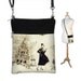 SALE Small Cross Body Purse Sling Bag Shoulder Purse handbag Fits eReaders Paris Eiffel Tower Black White (RTS)