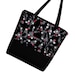 Large Tote Diaper Bag Book Bag purse zipper pockets - Tiny Cherry Blossom black white red - In Stock