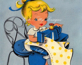 A Little Girl Dressmaking Vintage Digital Download Printable Images (135)