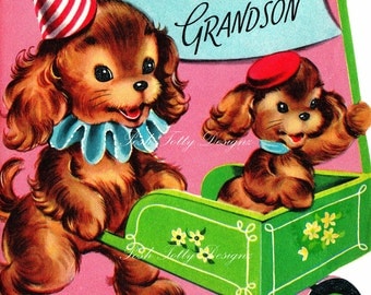 Puppies Taking A Ride Vintage Digital Download Printable Images (171)