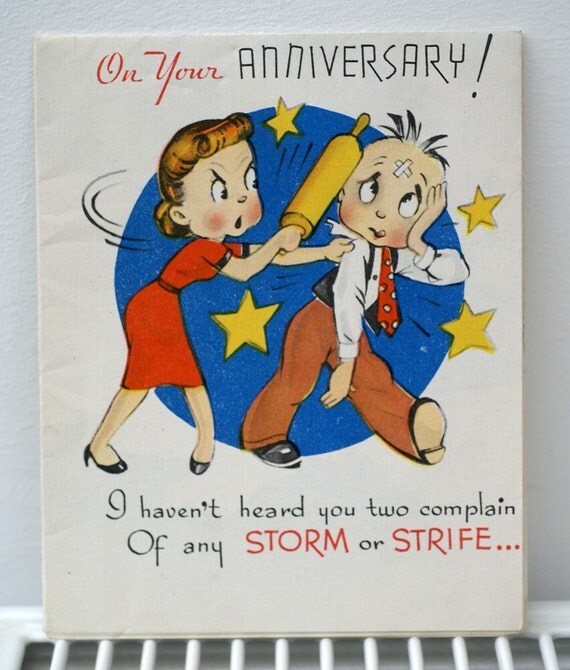 sale vintage on your anniversary 1940s greetings card