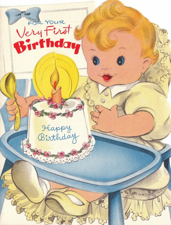 Vintage 1960s For Your Very First Birthday by poshtottydesignz