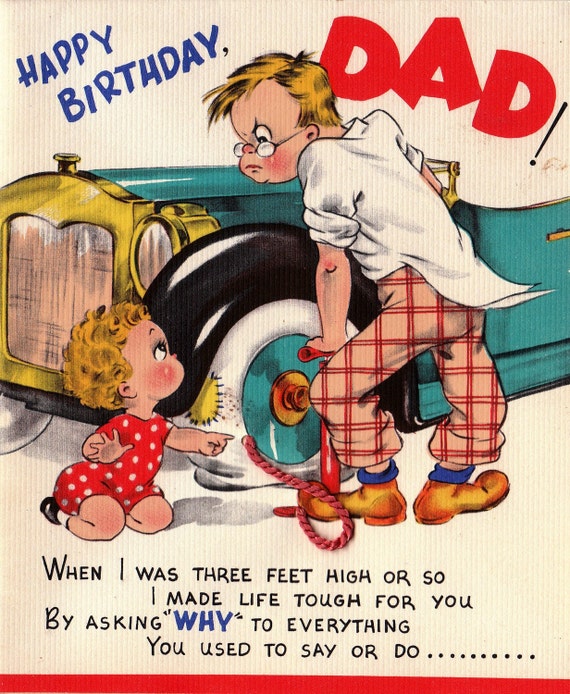 Vintage 1950s Happy Birthday Dad Greetings Card B34