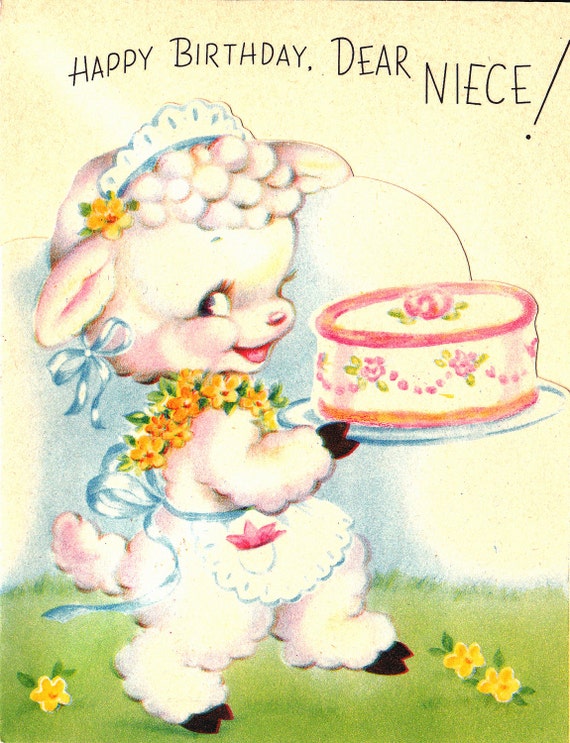 Vintage 1940s Happy Birthday Dear Niece Greetings Card B44