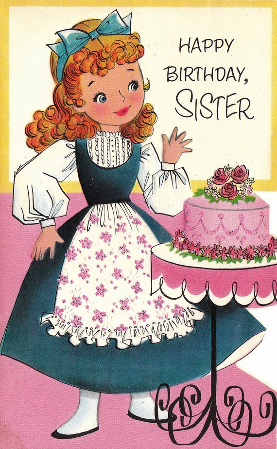 items similar to vintage 1960s die cut happy birthday sister greetings