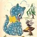 Vintage 1940s For Babys 1st Birthday Cat Greetings Card (B21)