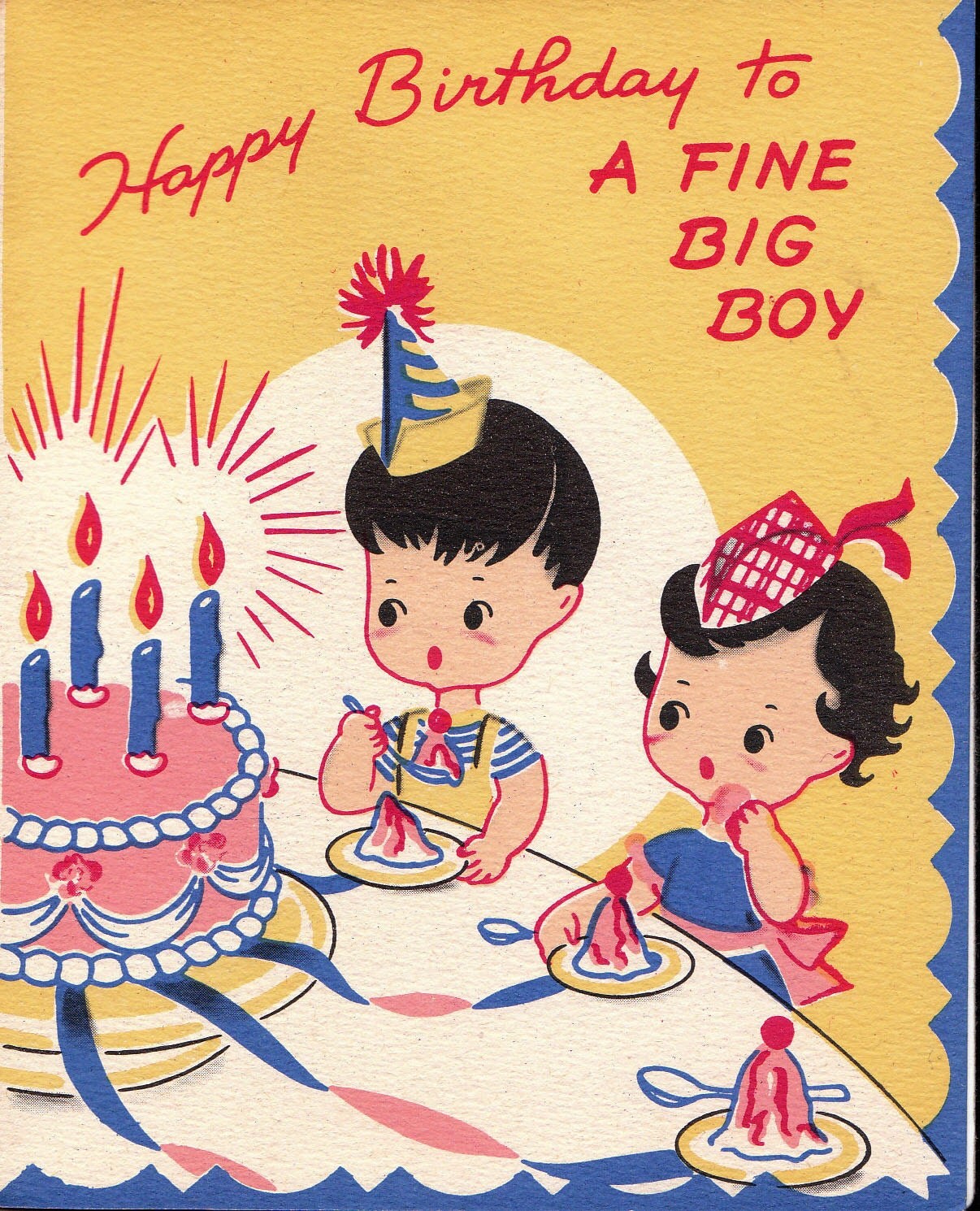 Vintage 1950s UNUSED Happy Birthday To A Fine Big Boy