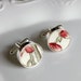 Recycled Plate Silver Plated Cuff Links - Black White and Red - Recycled China