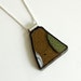 Broken Plate Pendant on Chain - Green and White - Recycled China