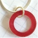 Simple Circle Necklace in Crimson on Sterling Silver Snake Chain