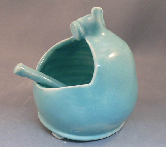 Salt Holder Blue French Salt Pig Ceramic Salt Cellar