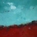 Red and Turquoise large abstract landscape oil painting