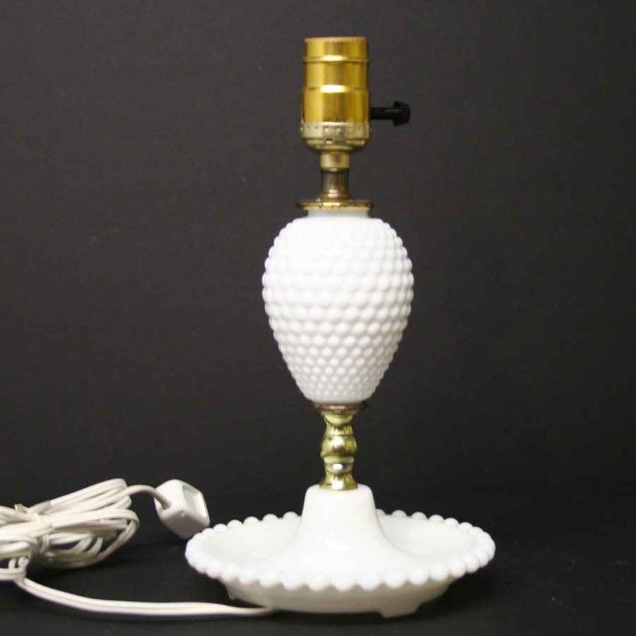 1950s Hobnail Milk Glass Lamp Made In The USA Shabby Chic