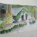 Cottage Landscape Watercolor Lavender Farm Garden Original Small Painting