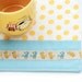 Japanese Bird Drink Coaster, Novelty Mug Mat, Polka Dot Fabric Coaster, Large Mug Rug, Coworker Gift, Teacher Gift, Cute Kawaii Coaster