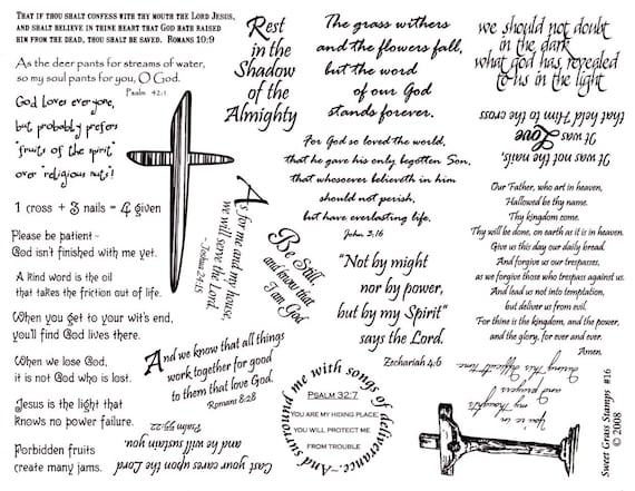 Scriptures Rubber Stamp Sheet 8 1/2 x 11 Christian bible