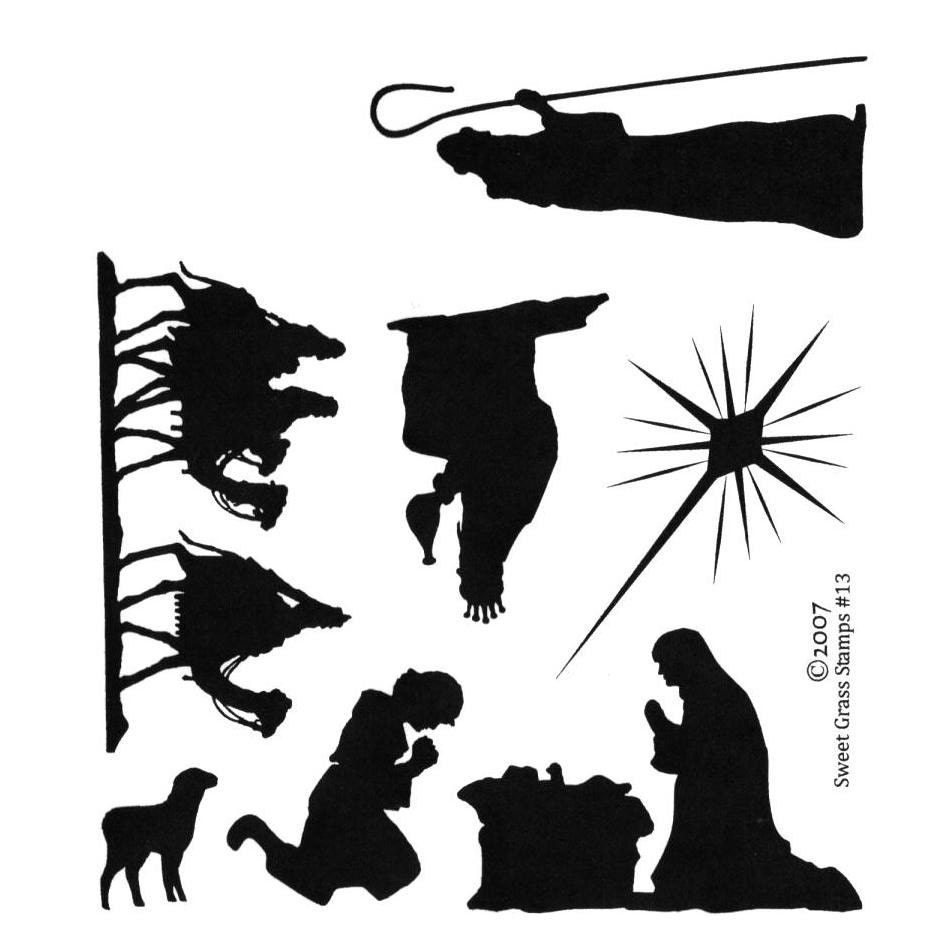 NATIVITY SILHOUETTES 7 Christmas unmounted rubber stamps